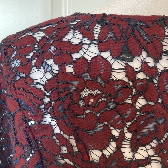 Banana Republic Factory small petite lace top wine 3/4 sleeves - Picture 11 of 13